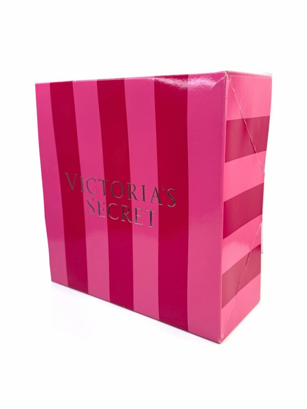 Victorias Secret Pink Striped Large Square Y2K  Cardboard Store Shopping Box
